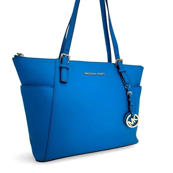 Michael Kors Handbags - Michael Kors Large Electric Blue Saffiano Leather Top Zip Tote Shoulder Bag